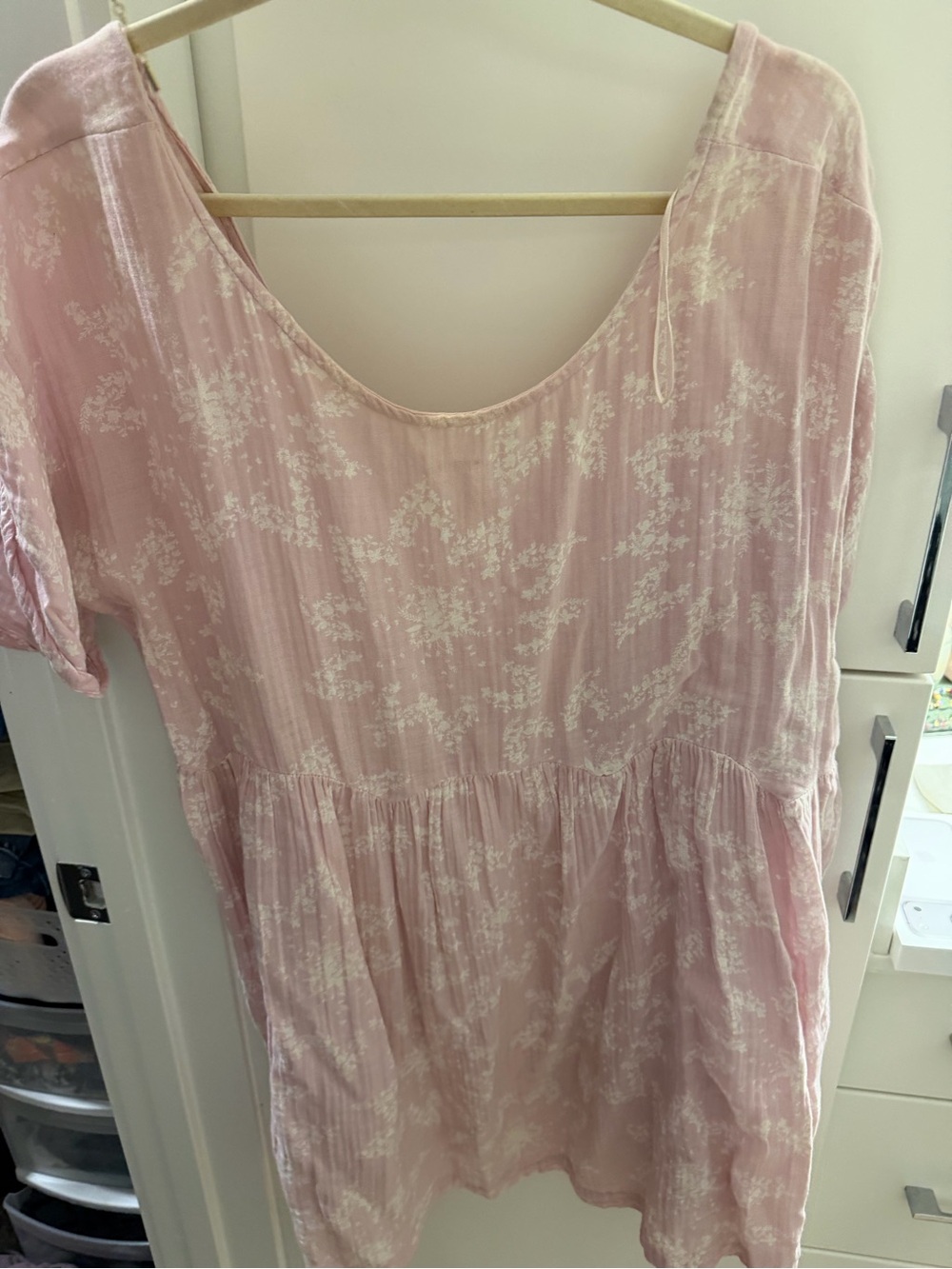 Light Pink Floral Scoop-Neck Dress